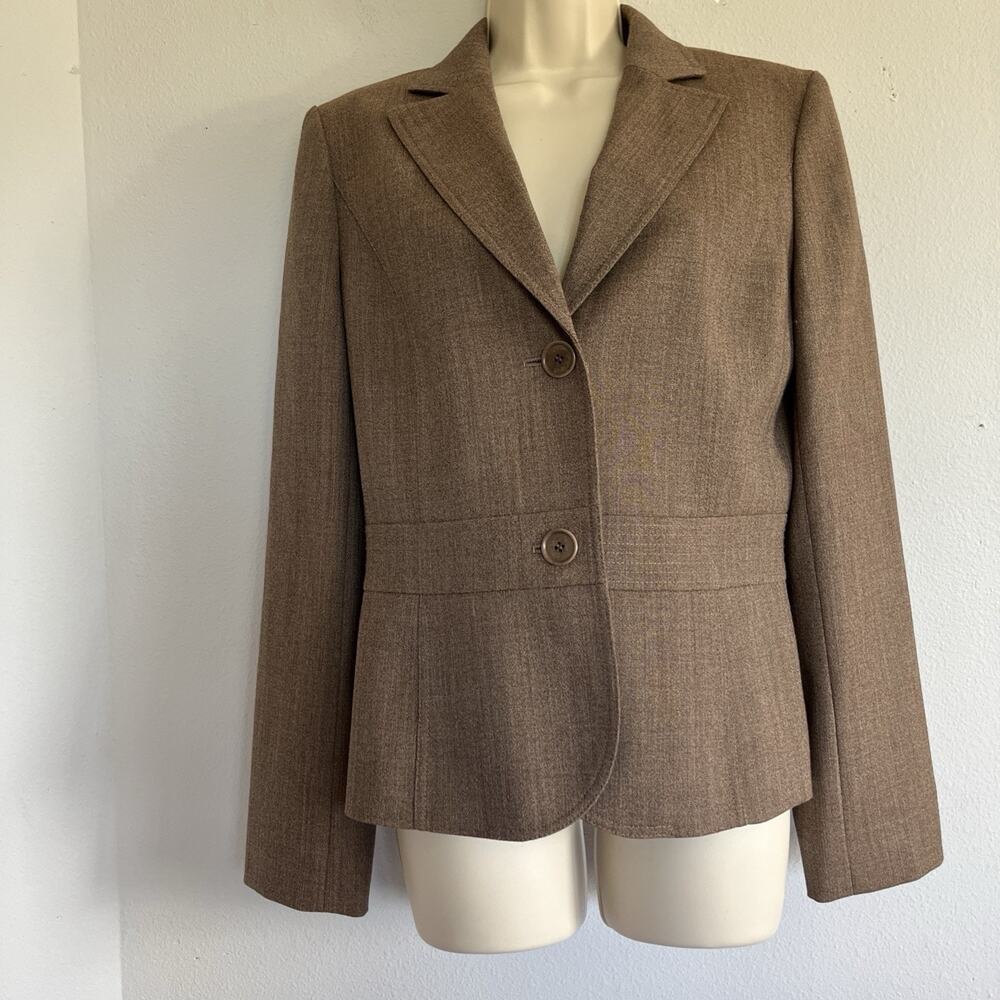 Loft Women's Brown 100% Wool Blazer Sz 8 Classic Preppy Career Office Old Money